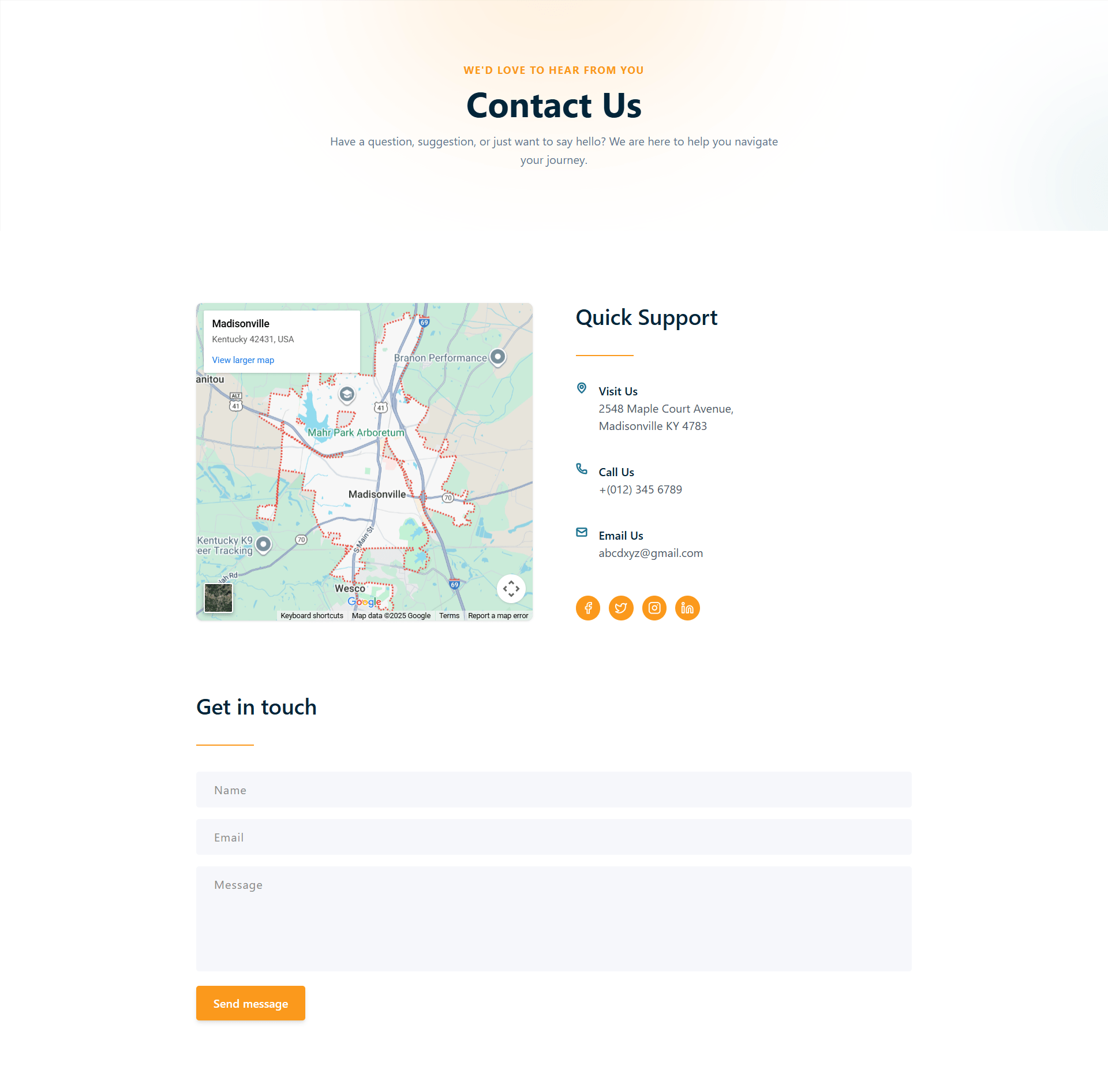 Tailwind CSS Contact Us Page UI Template